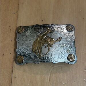 Silver and Gold Western Belt Buckle